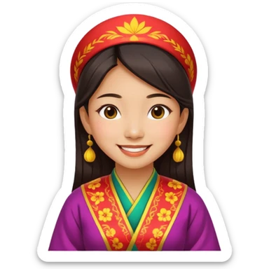 Asian girl wearing traditional Vietnamese clothes sticker