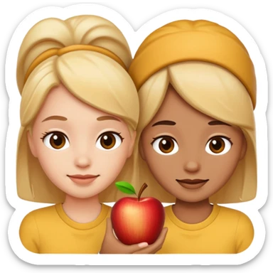 two people talking to each other, close up, friendly expression, apple emoji style sticker