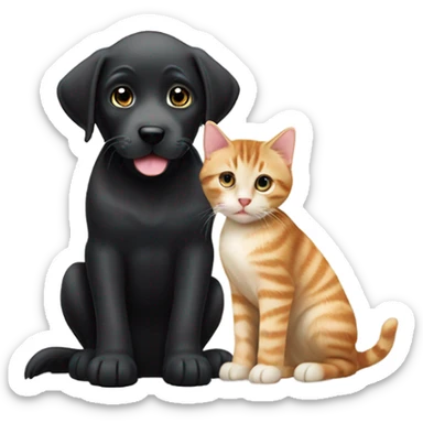 Black lab with tabby kitten sticker