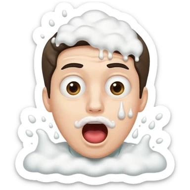 smiley throws up, rolling his eyes upward, white foam pours from his mouth sticker