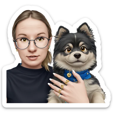 girl with dog and jewelry sticker