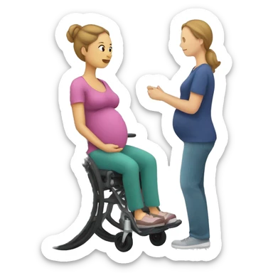 A pregant woman in a wheelchair sticker