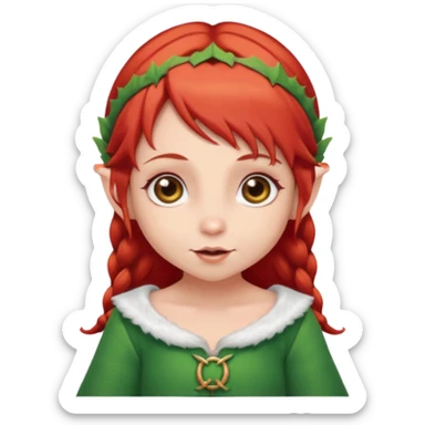 baby elf girl red hair sticker