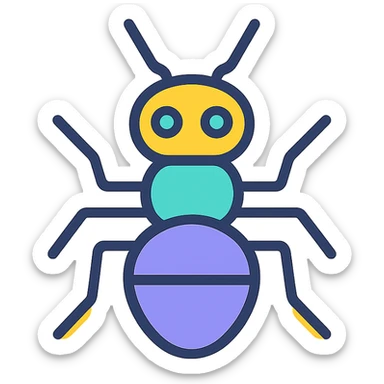 robot ant icon, color outline style, modern look sticker