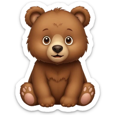 Simple cartoon brown bear with round ears sticker