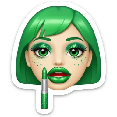 green lipstick with glitter sticker