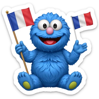cookie monster with french flag sticker