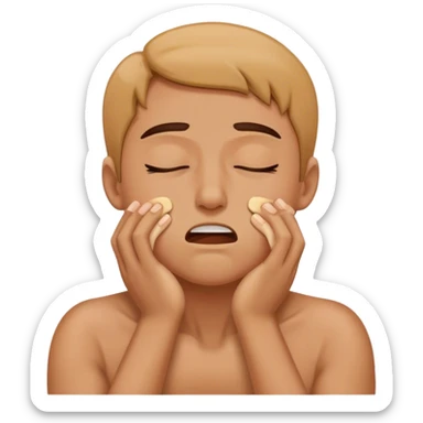 someone faking choking themselves with their eyes closed sticker