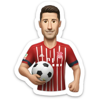 Lewandowski avec un ballon de foot sticker