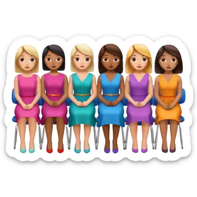 appreance of 6 woman sitting each chair from behind  sticker