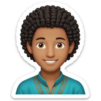 Young man with black curly hair cascade Haircut and dark skin, moroccan / amazingh race sticker