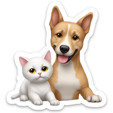 Chien et chat se serrant la main sticker