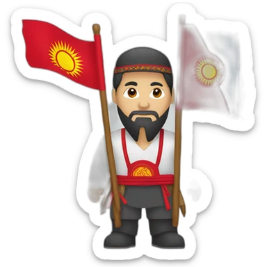 Kyrgyz Man with Kyrgyzstan Flag sticker