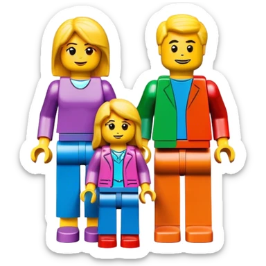 family with 2 lego parents, boy and girl and one child sticker