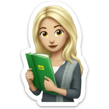blonde beautiful ukrainian girl with her new released green book  sticker