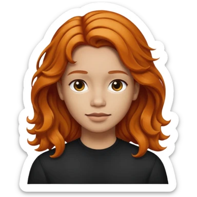 Make a ginger with kinda wavy hair go into a ginger with black in the underneath of the hair with straight hair  sticker