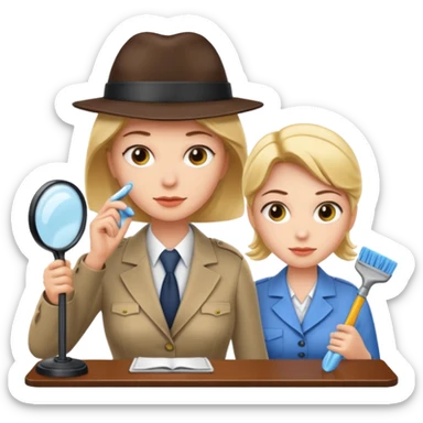 Ein Detektiv interviewt eine Putzfrau  sticker