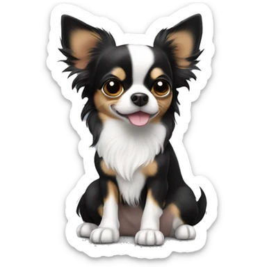 Black tri and Merle long haired chihuahua sticker