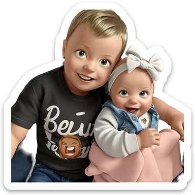 smiling baby in denim outfit sticker