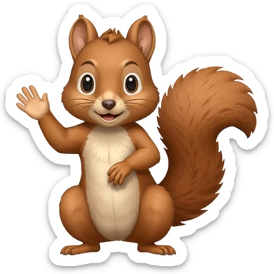 squirrel waving hand from the side sticker