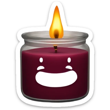 A maroon candle in a jar sticker