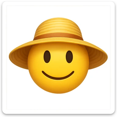 yellow face with yellow sun hat emoji, digital illustration sticker