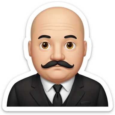 fat Bald guy with thick black mustache & tie sticker