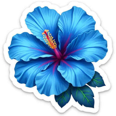 Blue hibiscus flower sticker