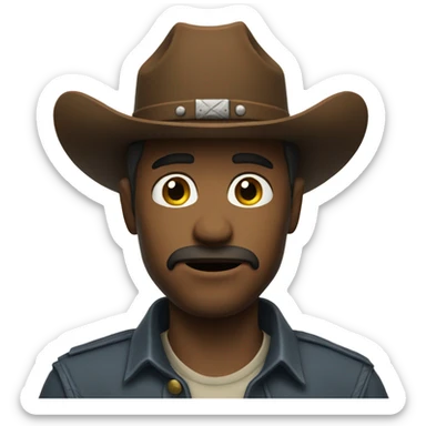 sad cowboy fake smiling sticker