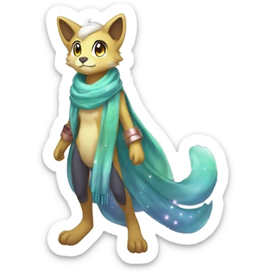 Shiny Anthro Sona Fakemon Nebula with a scarf Full Body sticker