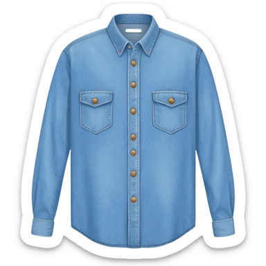 isolated vector of baggy oversized flat button-down denim long sleeve shirt light blue  sticker