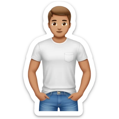 Sexy man, White T-Shirt, jeans sticker