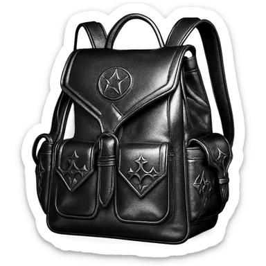 pink and black gothic backpack, metallic shine, reflective, futuristic gothic details sticker