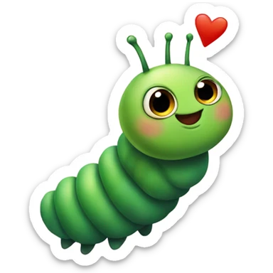 cute small green caterpillar in love sticker