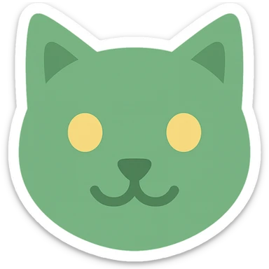 green cat face icon sticker