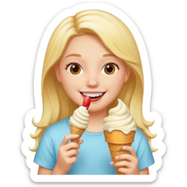 a girl eating ice cream sticker