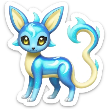 Bioluminescent Nigthly Glittery Shiny Starry Meloetta-Dewott-Salandit-Umbreon-Pokémon-Fakémon-fusion-hybrid-creature sticker