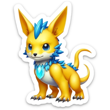 Cute cool colorful fantasy-Digimon-animal-hybrid full body sticker