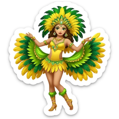 bailarina de samba de brasil cuerpo entero bailando quiero que lleve colores amarillos y verdes  sticker