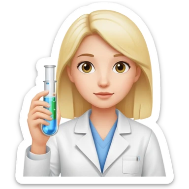 Girl in lab coat with test tube  sticker