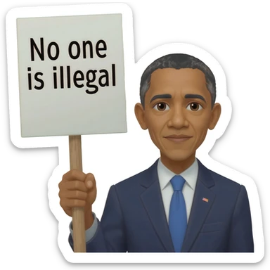 Obama pulling a sign that says no one is illegal on stolen land sticker