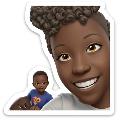 smiling dark-skinned girl portrait sticker