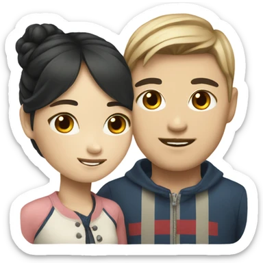 Korean girl with her norwegian boyfriend sticker