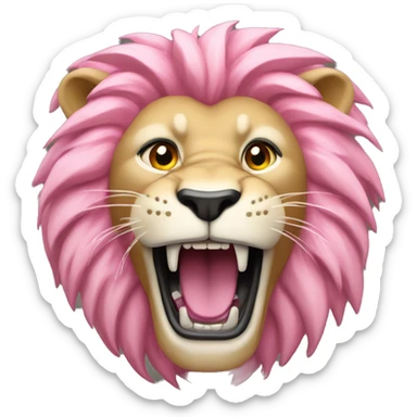 Pink and blond roaring lion  sticker