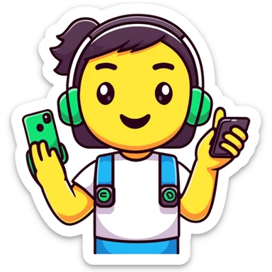 cheerful cartoon teenager holding a phone with 'Tax Refund!' notification, sparkling eyes, vibrant colors sticker