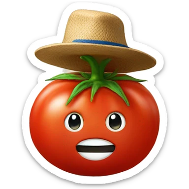 Tomato with a hat sticker