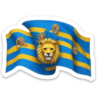 blue and yellow flag with three lion heads on it sticker