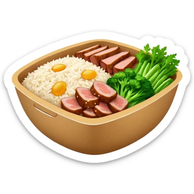 Retangular bowl made of kraft paper, 
The lunch box should be the most similar to this real one..
https://i.postimg.cc/FKcHz1tk/Screenshot-2025-11-11-alle-16-06-29.png

Can get more images of the bowl https://www.instagram.com/chefaporterbr/
Put inside food, like rice, green vegetables and meat. sticker