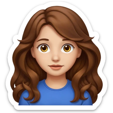 EMOJI IOS SOLO CARA NIÑA PELO LARGO, ONFULADO, MARRON, Y OJOS MARRONES sticker