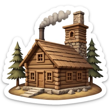  wooden house made of logs in the mountains sticker